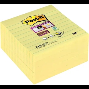 3M Notes Post-it super collantes Z-plié 101 x 101mm lignées jaunes